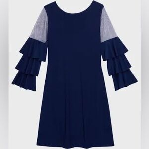 Girls Un Deux Trois Tiered Sleeve Dress - Size 16